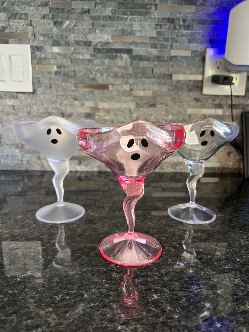 Goblin & Ghoul GHOST Shaped Acrylic MARTINI GLASSES-Set of 3